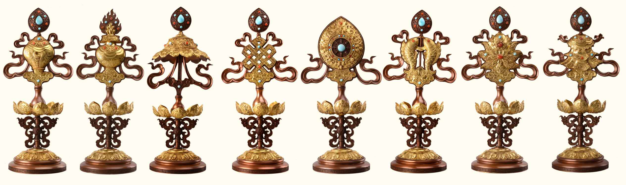 新九鼎銅藝美術(shù)館一號(hào)展廳——佛具類：佛前八寶（紫銅）